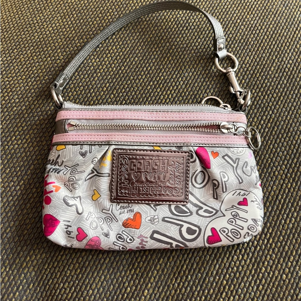 Coach Pink and Silver Clutch with Wristlet